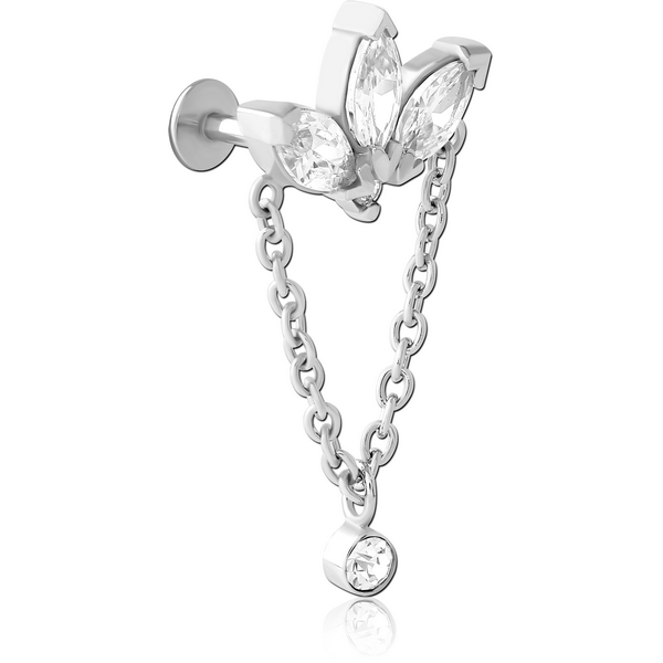SURGICAL STEEL INTERNALLY THREADED JEWELLED MICRO LABRET