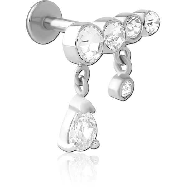 SURGICAL STEEL INTERNALLY THREADED JEWELLED MICRO LABRET