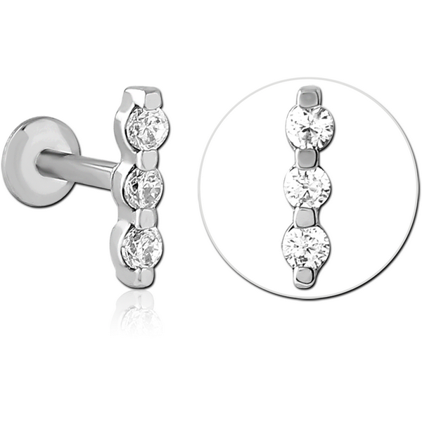 SURGICAL STEEL INTERNALLY THREADED JEWELLED MICRO LABRET