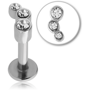 SURGICAL STEEL INTERNALLY THREADED JEWELLED MICRO LABRET