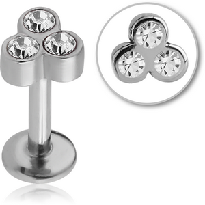 SURGICAL STEEL INTERNALLY THREADED JEWELLED MICRO LABRET