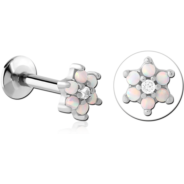 SURGICAL STEEL INTERNALLY THREADED MICRO LABRET SYNTHETIC OPAL