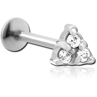 SURGICAL STEEL INTERNALLY THREADED JEWELLED MICRO LABRET - TRIANGLE
