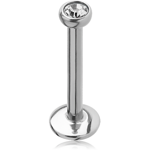 SURGICAL STEEL INTERNALLY THREADED LABRET WITH JEWELLED DISC