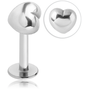 SURGICAL STEEL INTERNALLY THREADED MICRO LABRET WITH HEART