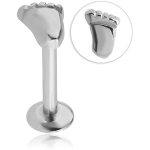 SURGICAL STEEL INTERNALLY THREADED MICRO LABRET WITH FOOT