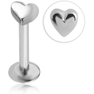 SURGICAL STEEL INTERNALLY THREADED MICRO LABRET WITH HEART
