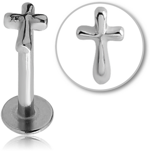 SURGICAL STEEL INTERNALLY THREADED MICRO LABRET WITH CROSS