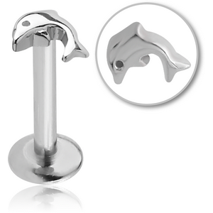 SURGICAL STEEL INTERNALLY THREADED MICRO LABRET WITH DOLPHIN