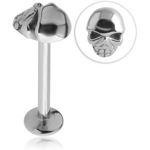 SURGICAL STEEL INTERNALLY THREADED MICRO LABRET WITH SKULL