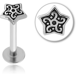 SURGICAL STEEL INTERNALLY THREADED MICRO LABRET - STAR