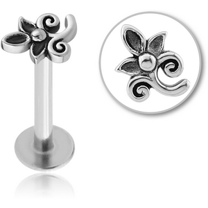 SURGICAL STEEL INTERNALLY THREADED MICRO LABRET - FLOWER