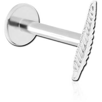14K WHITE GOLD ATTACHMENT WITH SURGICAL STEEL INTERNALLY THREADED MICRO LABRET PIN