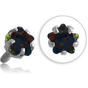 SURGICAL STEEL STAR PRONG SET SYNTHETIC OPAL FOR 1.2MM INTERNALLY THREADED PINS