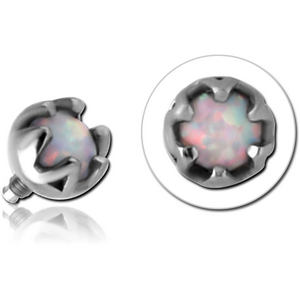 SURGICAL STEEL SYNTHETIC OPAL JEWELLED MICRO ATTACHMENT FOR 1.2MM INTERNALLY THREADED PINS - CROWN