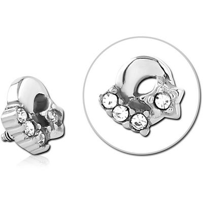 SURGICAL STEEL JEWELLED MICRO ATTACHMENT FOR 1.2MM INTERNALLY THREADED PINS - PLAIN MOON AND STARS