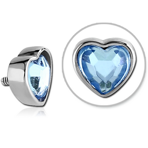 SURGICAL STEEL JEWELLED MICRO ATTACHMENT FOR 1.2MM INTERNALLY THREADED PINS - HEART