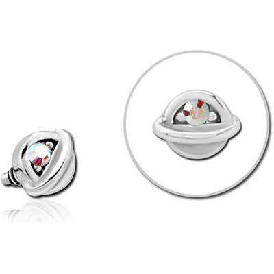 SURGICAL STEEL JEWELLED MICRO ATTACHMENT FOR 1.2MM INTERNALLY THREADED PINS - HALF OPEN EYE