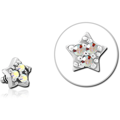 SURGICAL STEEL JEWELLED MICRO ATTACHMENT FOR 1.2MM INTERNALLY THREADED PINS - STAR PRONGS