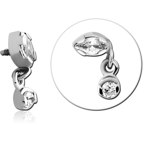 SURGICAL STEEL JEWELLED MICRO ATTACHMENT FOR 1.2MM INTERNALLY THREADED PINS