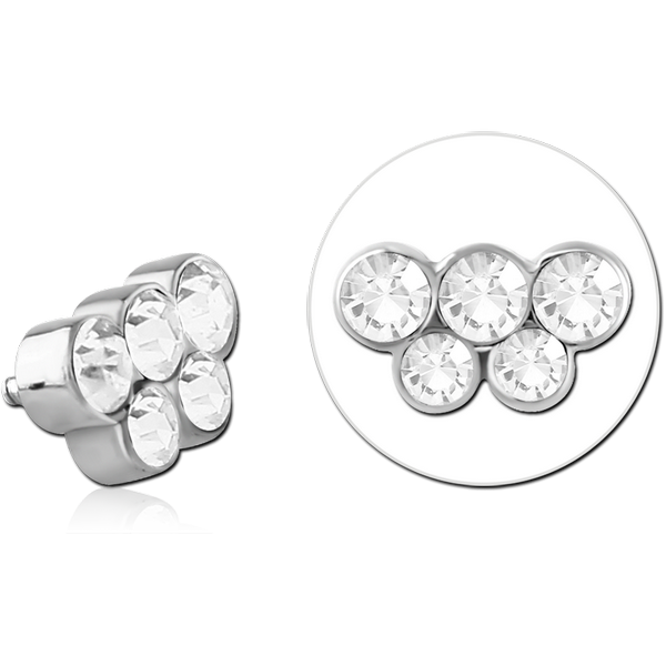 SURGICAL STEEL JEWELLED MICRO ATTACHMENT FOR 1.2MM INTERNALLY THREADED PINS