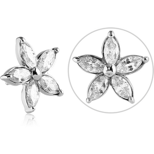 SURGICAL STEEL JEWELLED MICRO ATTACHMENT FOR 1.2MM INTERNALLY THREADED PINS - FLOWER