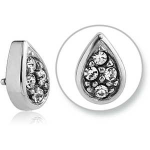 SURGICAL STEEL JEWELLED MICRO ATTACHMENT FOR 1.2MM INTERNALLY THREADED PINS - TEAR DROP