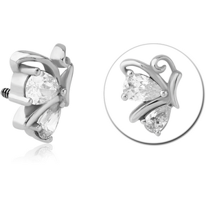 SURGICAL STEEL JEWELLED MICRO ATTACHMENT FOR 1.2MM INTERNALLY THREADED PINS - BUTTERFLY