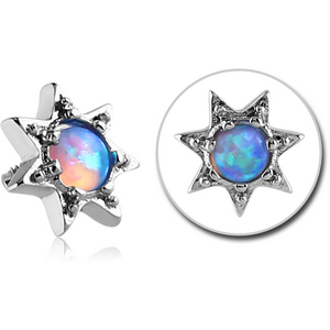 SURGICAL STEEL SYNTHETIC OPAL JEWELLED MICRO ATTACHMENT FOR 1.2MM INTERNALLY THREADED PINS - FLOWER