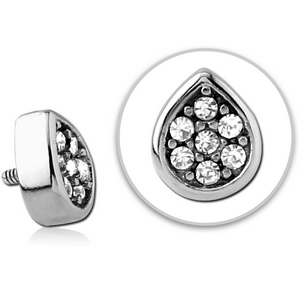 SURGICAL STEEL JEWELLED MICRO ATTACHMENT FOR 1.2MM INTERNALLY THREADED PINS - DROP
