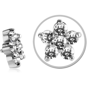 SURGICAL STEEL JEWELLED MICRO ATTACHMENT FOR 1.2MM INTERNALLY THREADED PINS - FLOWER