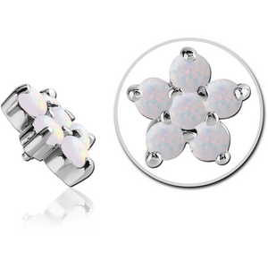 SURGICAL STEEL SYNTHETIC OPAL JEWELLED MICRO ATTACHMENT FOR 1.2MM INTERNALLY THREADED PINS - FLOWER