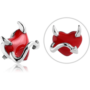 SURGICAL STEEL MICRO ATTACHMENT WITH ENAMEL FOR 1.2MM INTERNALLY THREADED PINS - DEVIL HEART