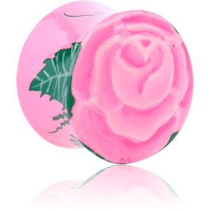 ORGANIC WOODEN PLUG HAND PAINTED DOUBLE FLARED
