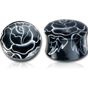 ORGANIC WOODEN PLUG CROCODILE HAND PAINTED DOUBLE FLARED