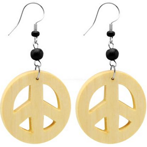 ORGANIC WOODEN EARRINGS PAIR WHITE PAINTED