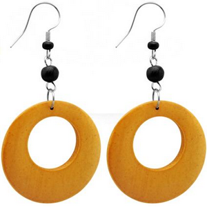 ORGANIC WOODEN EARRINGS PAIR WHITE PAINTED