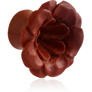 ORGANIC WOODEN PLUG -SAWO DOUBLE FLARED CARVED FLOWER