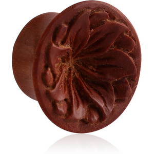 ORGANIC WOODEN PLUG -SAWO DOUBLE FLARED CARVED FLOWER