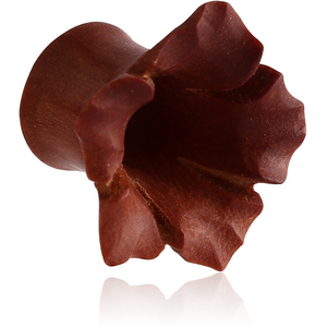 ORGANIC WOODEN PLUG -SAWO DOUBLE FLARED CARVED FLOWER
