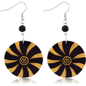 ORGANIC WOODEN EARRINGS PAIR PAINTED