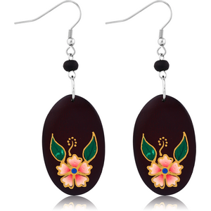ORGANIC WOODEN EARRINGS PAIR PAINTED