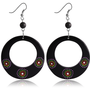 ORGANIC WOODEN EARRINGS PAIR PAINTED