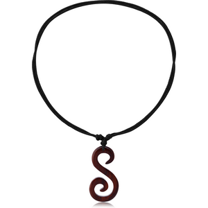 ORGANIC WOODEN PENDANT SONO WITH LEATHER STRING