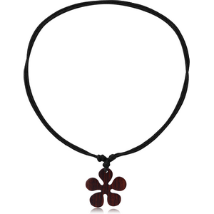 ORGANIC WOODEN PENDANT BLACK WOOD-SONO WITH LEATHER STRING