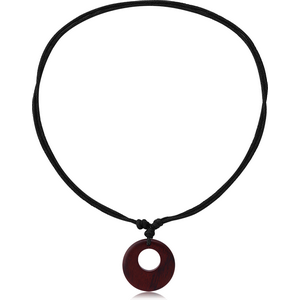 ORGANIC WOODEN PENDANT BLACK -SONO WITH LEATHER STRING