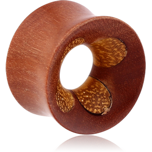 ORGANIC WOODEN TUNNEL -SAWO DOUBLE FLARED CROCODILE WOOD FLOWER INLAY