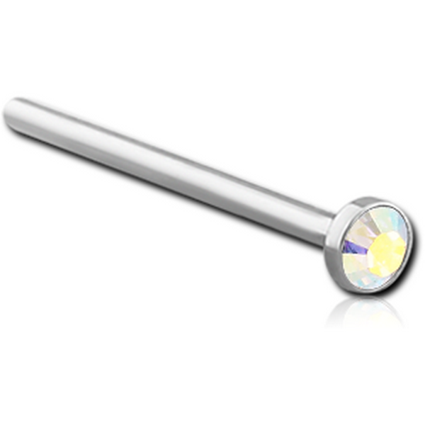 SURGICAL STEEL VALUE CRYSTAL JEWELLED STRAIGHT NOSE STUD 12MM