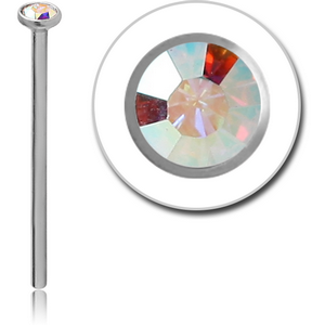 SURGICAL STEEL OPTIMA CRYSTAL JEWELLED STRAIGHT NOSE STUD 12MM