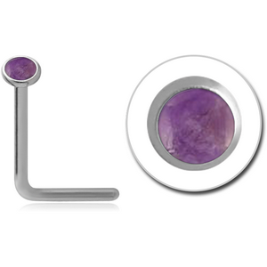 SURGICAL STEEL SEMI PRECIOUS CABOCHON CURVED NOSE STUD